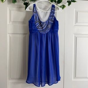 Lafer Blue Silk Dress with Beads